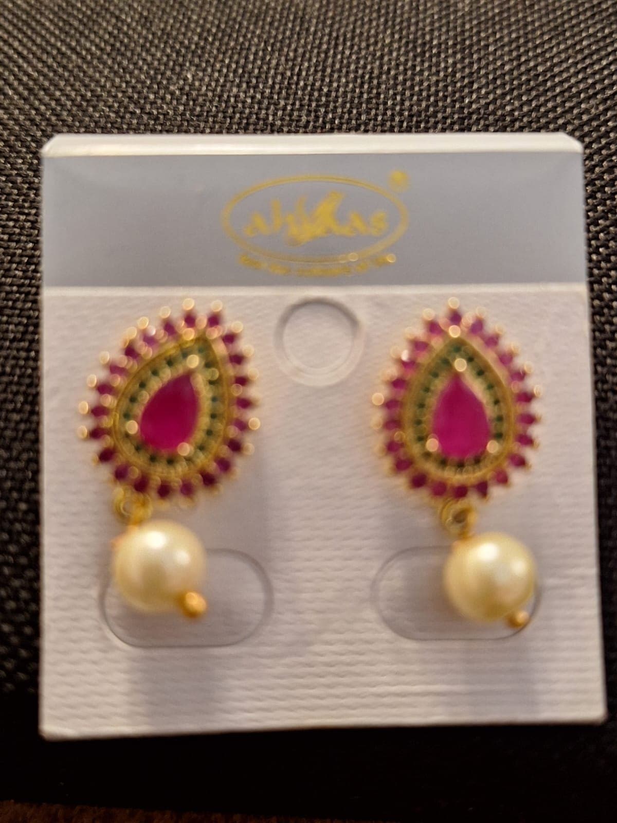 Ruby Stone Teardrop Earrings with Pearl Drop