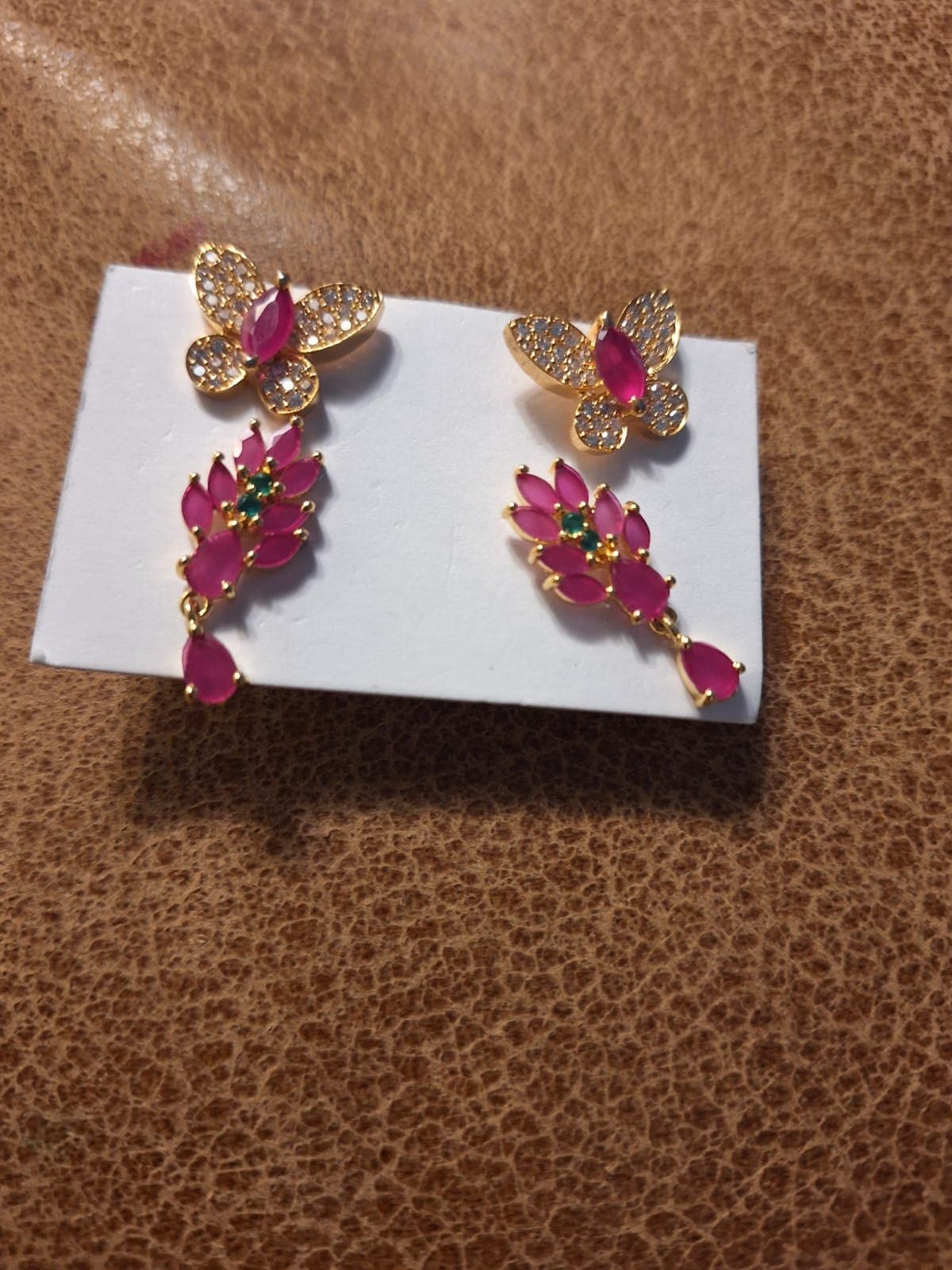 Ruby & AD Stone Butterfly Dangler Earrings