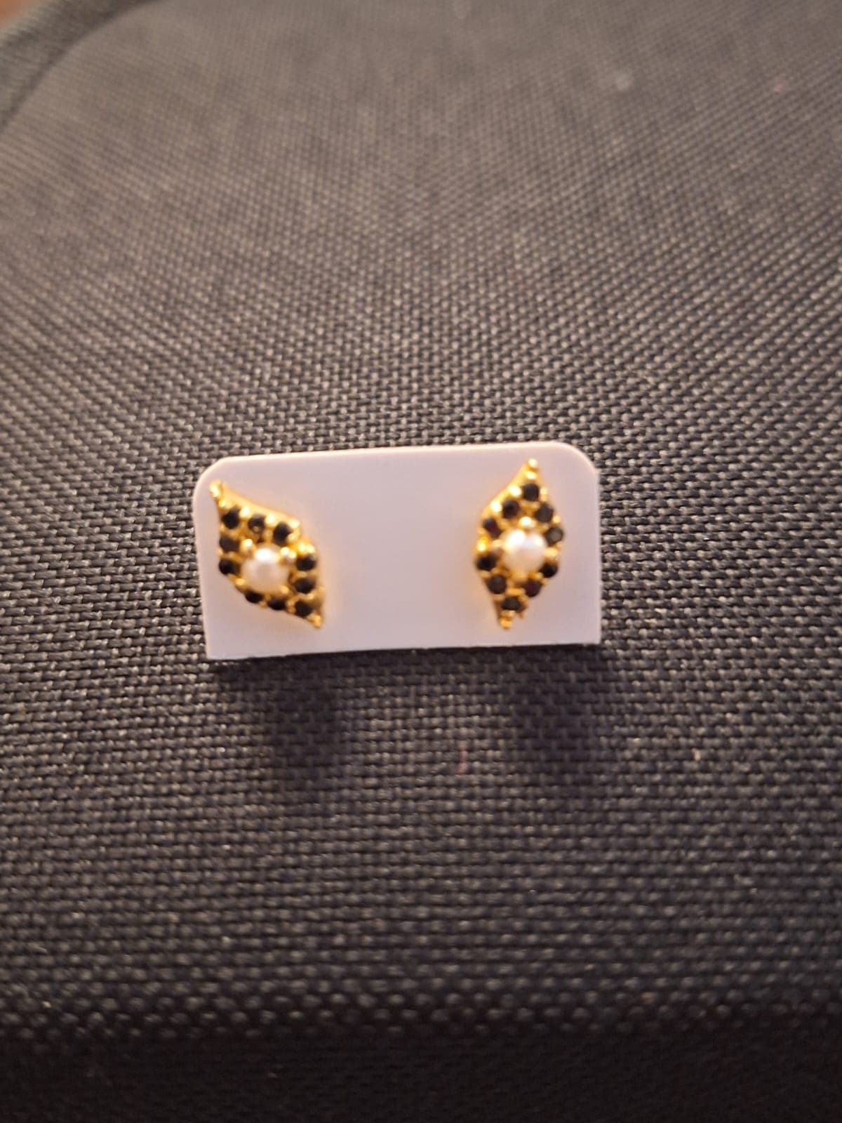 Black Stone & Pearl Petite Studs