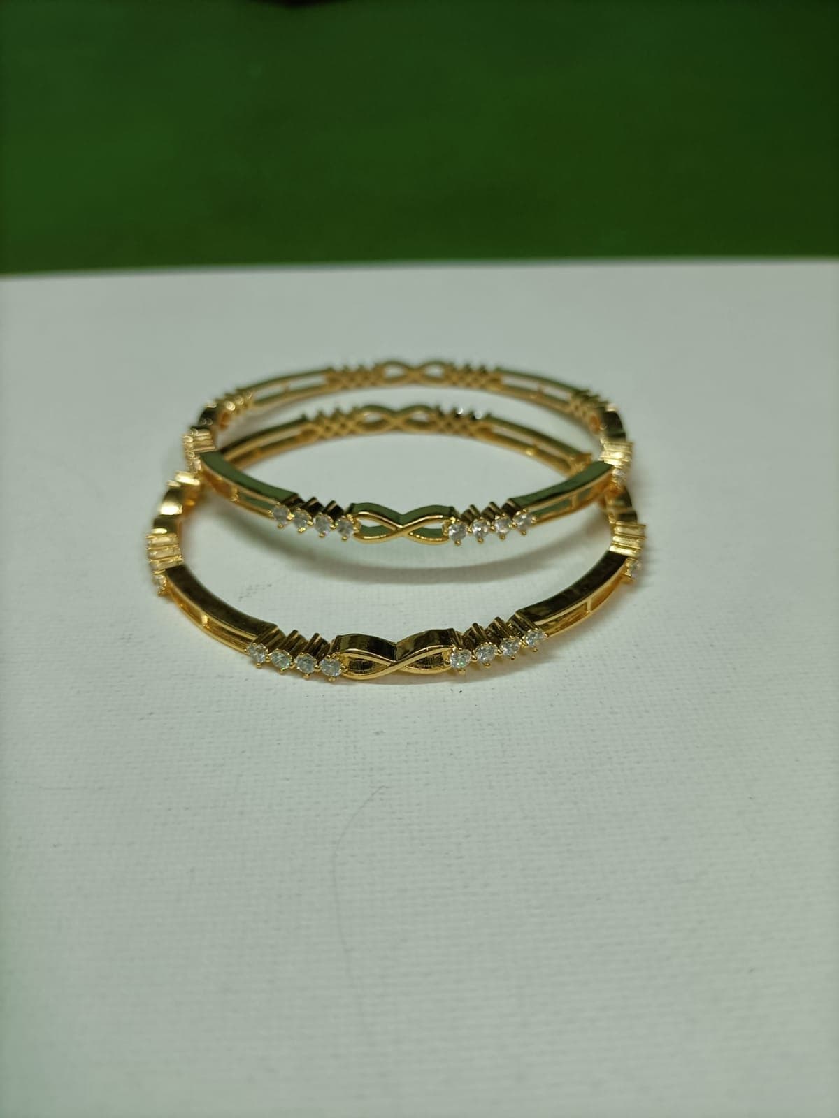 Gold-Plated Stone Bangles – Pair