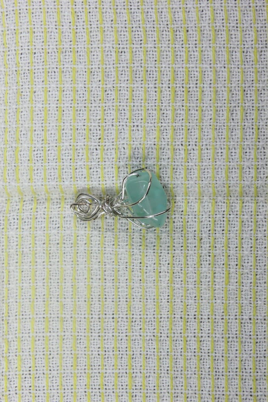 Wire-Wrapped Green Aventurine Stone Pendant