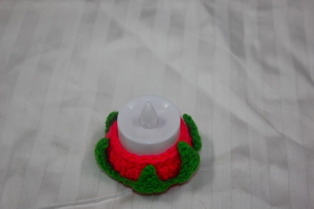 Crochet Flower LED Tealight Holder