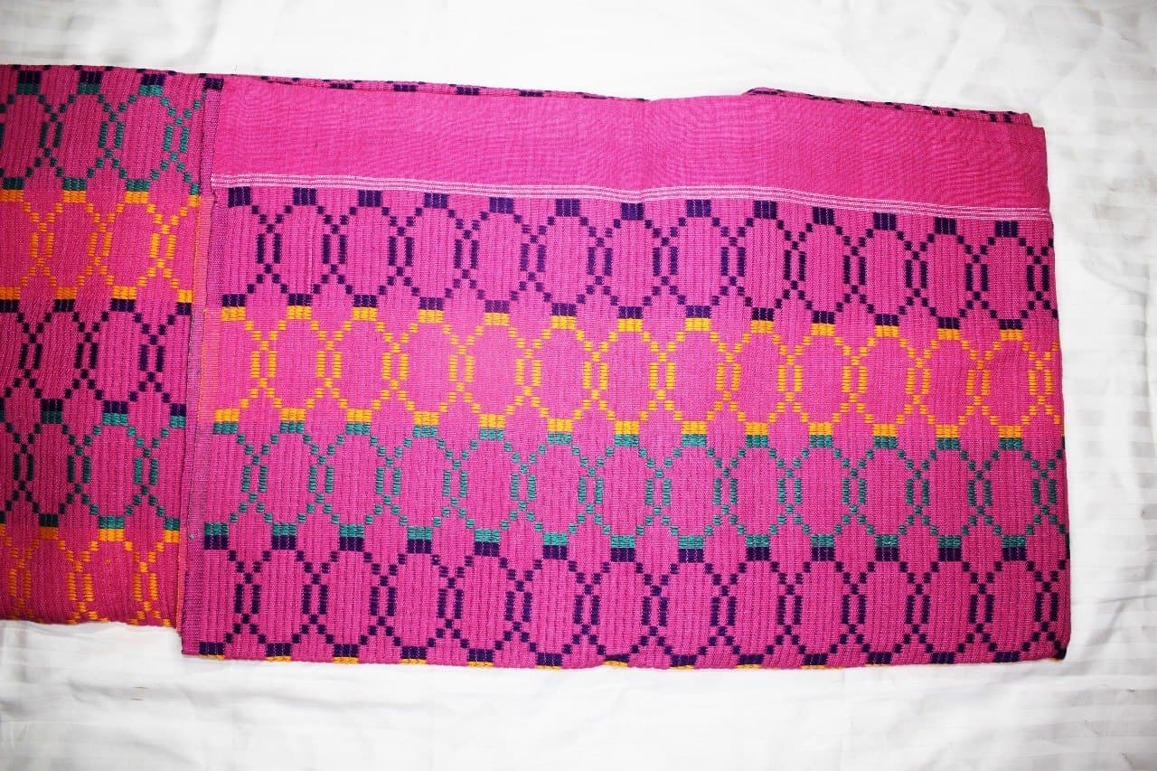 Pink Jacquard Handloom Cotton Fabric